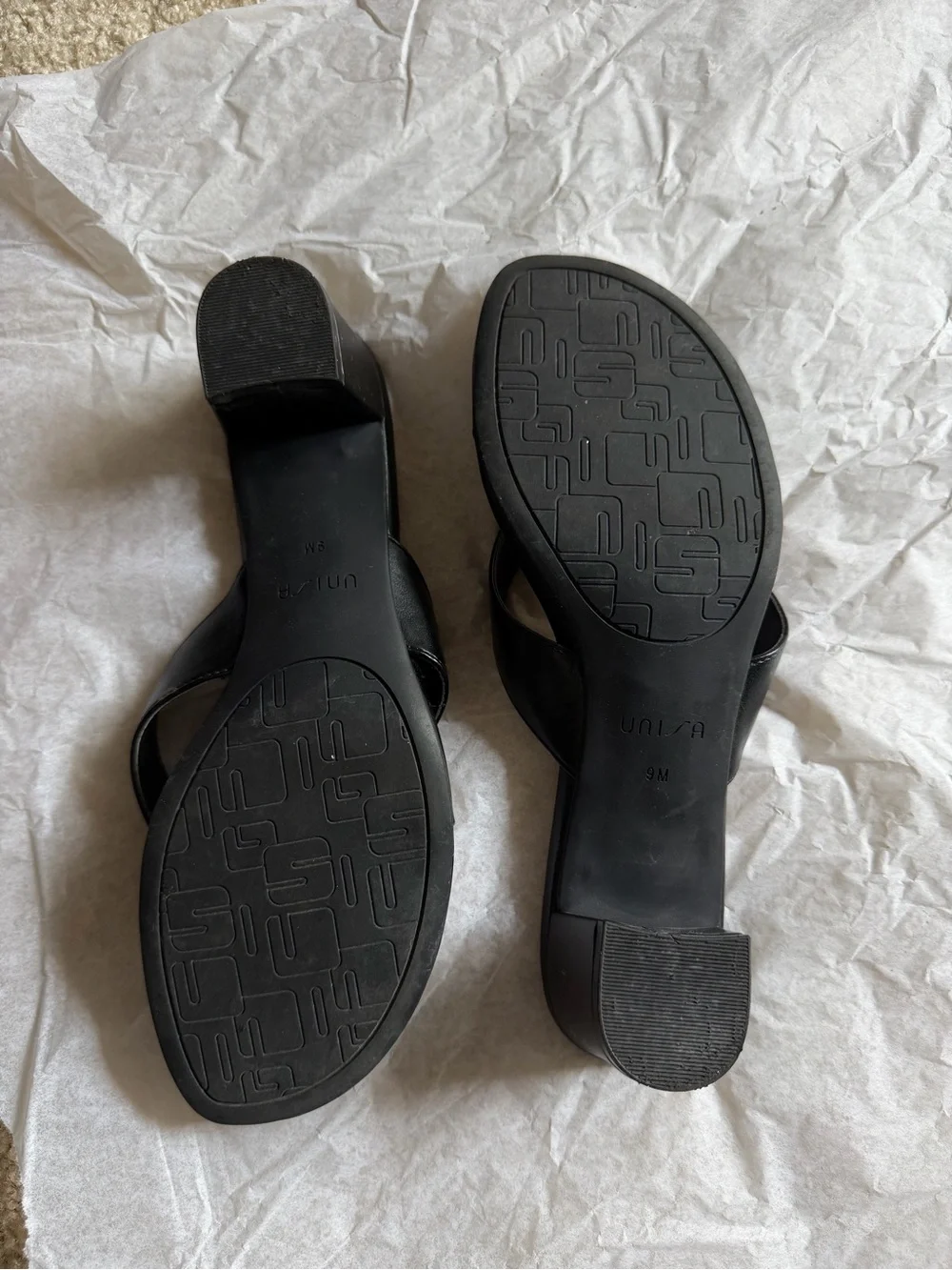 Black Block Heel Sandals W9